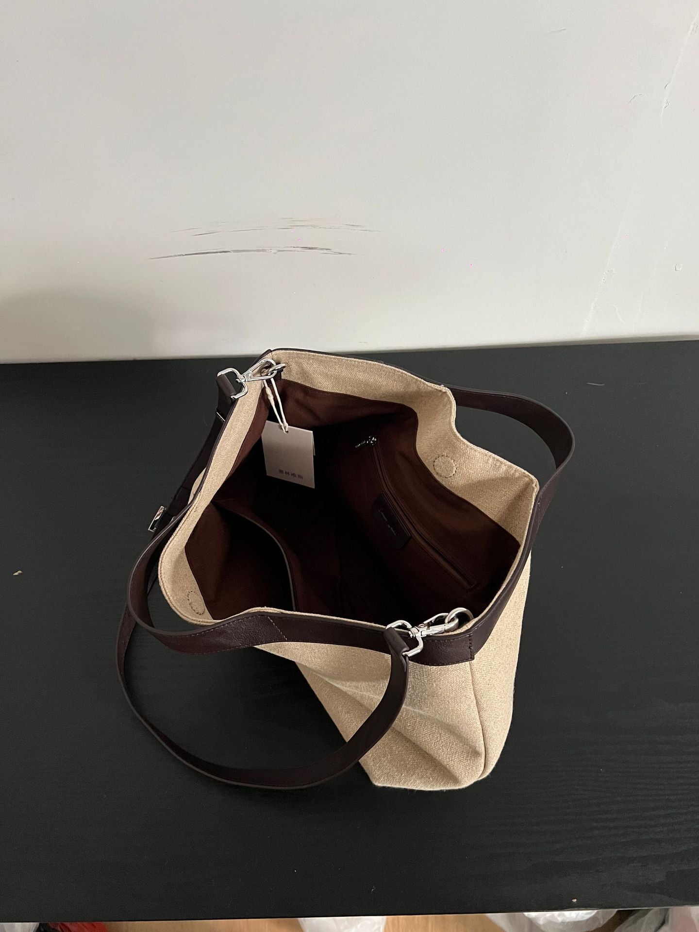Women's Stitching Contrast Color Large Capacity Commute Portable Tote Bags