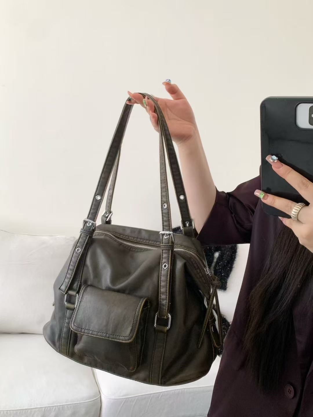Textured Korean Style High-grade Large Capacity Handbags