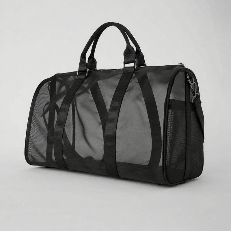 Women's Transparent Mesh Yoga Fitness Large Capacity Travel Bags