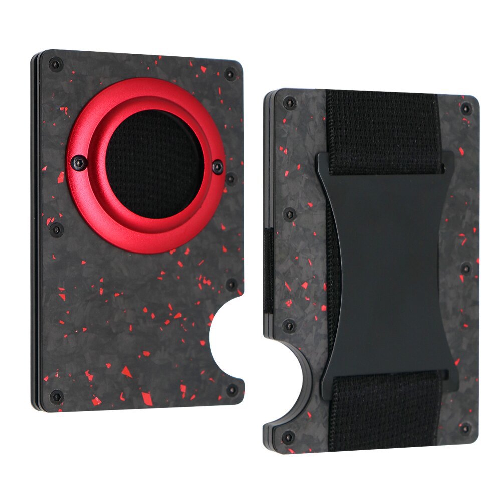 Carbon Fiber Pattern Swiping Aluminum Alloy Clamp Card Holder