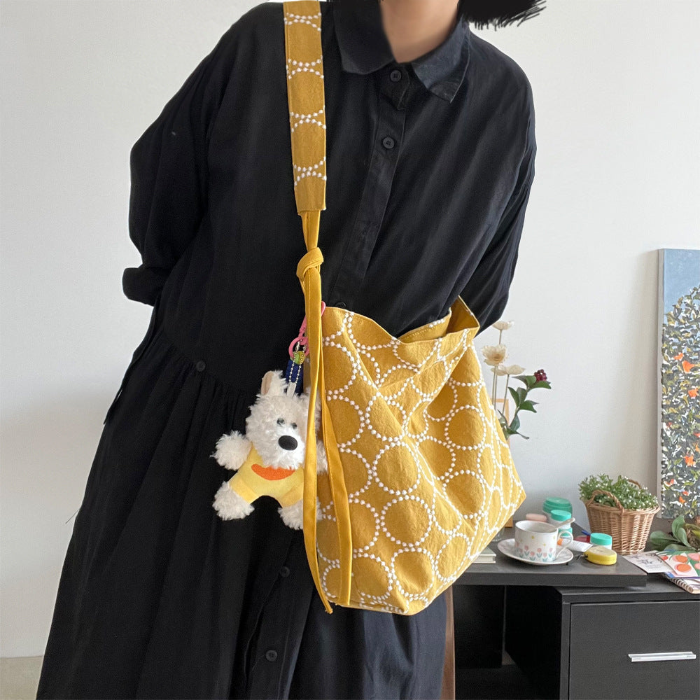 Style Ming Yellow Tambourine Linen Embroidered Bags