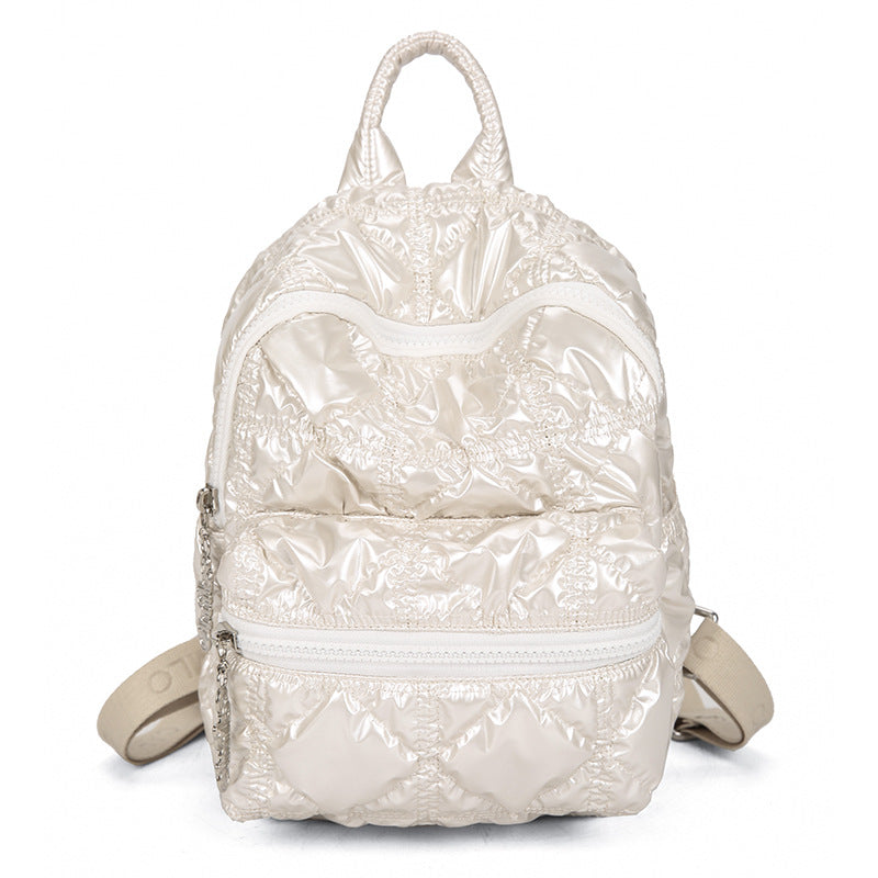Women's Glossy Pleated Cloud Large Capacity Commuter Class Trendy Backpacks