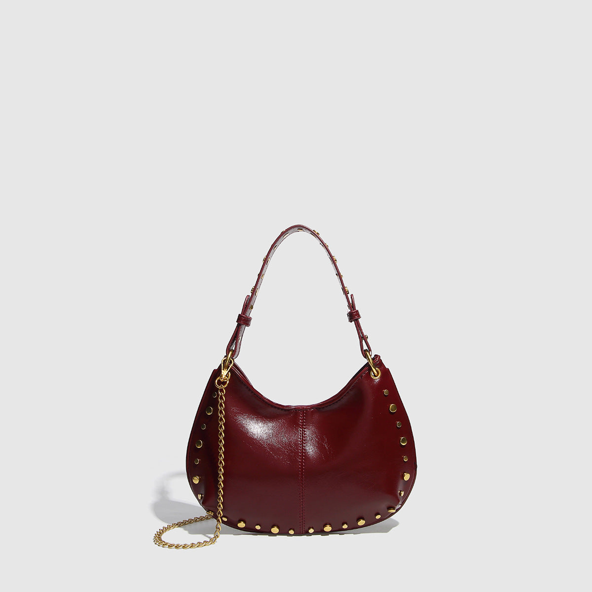 Women's Fashion Trend Underarm Rivet Chain Boston Bags