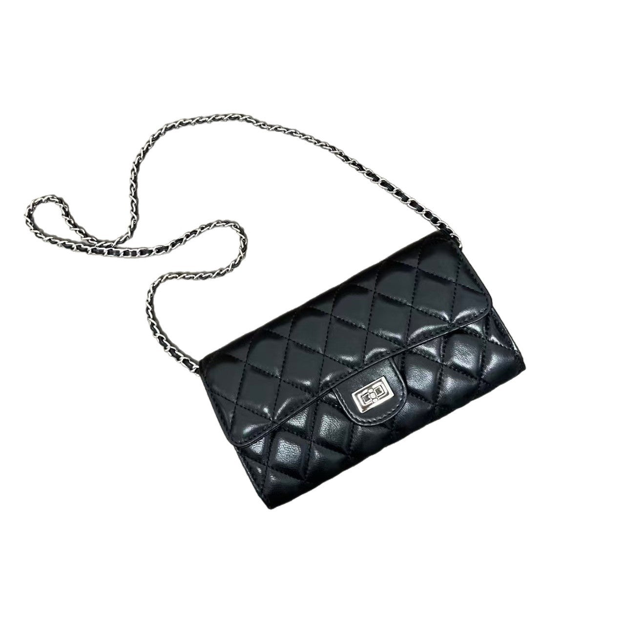 Sheepskin Fashion Diamond Mini Black Mobile Bags