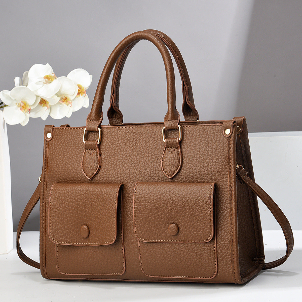 Simple Spring Fashion Double Pocket Portable Women's Shoulder Bag