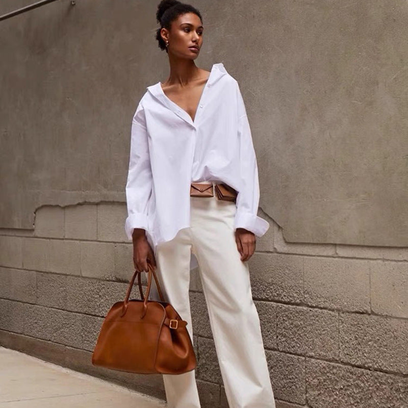 White Lily Dong Minimalist Large Capacity Totes Commuter Top Layer Handbags