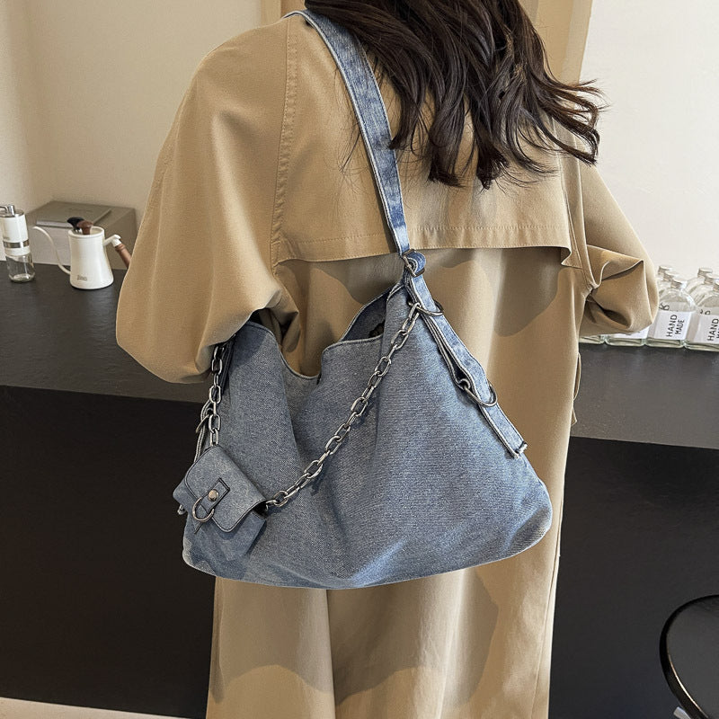 Women's Denim Fashion Chain Large Capacity Versatile Shoulder Bags