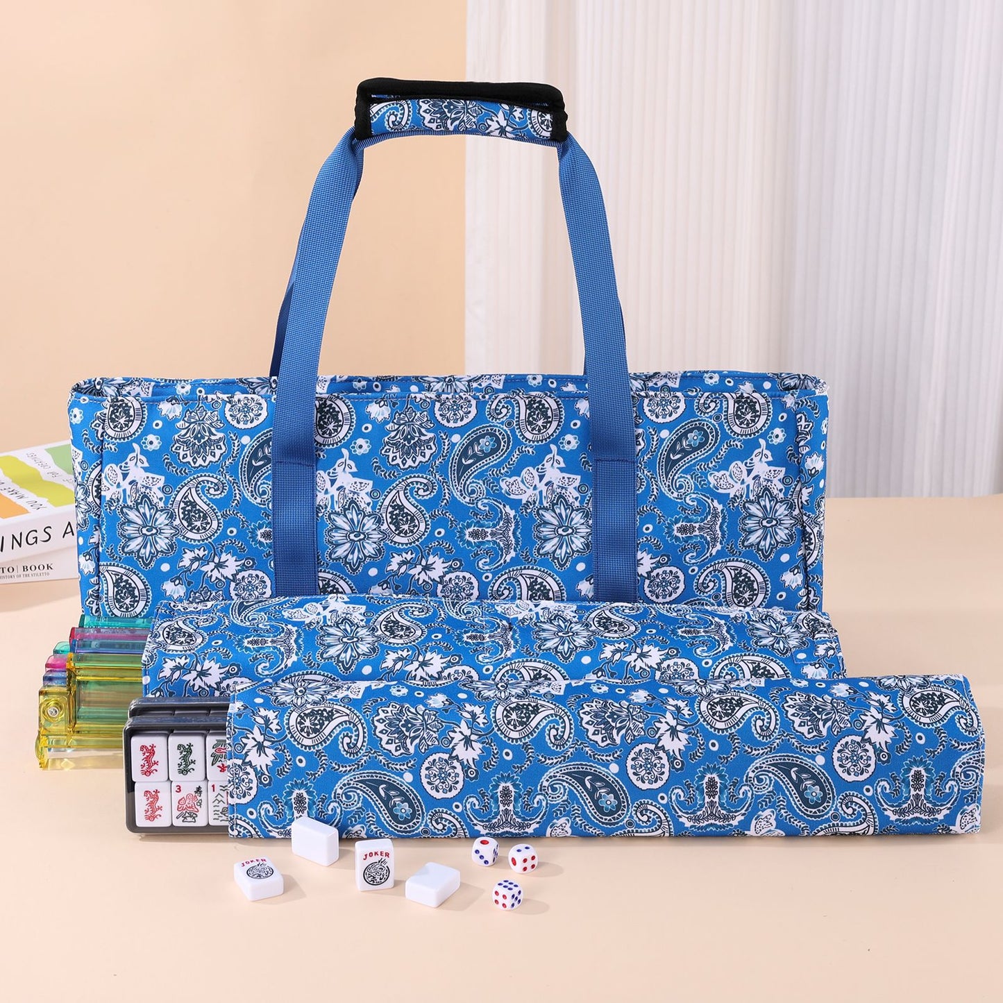 Portable Cashew Mahjong Three-piece Storage Toiletry Makeup Bag