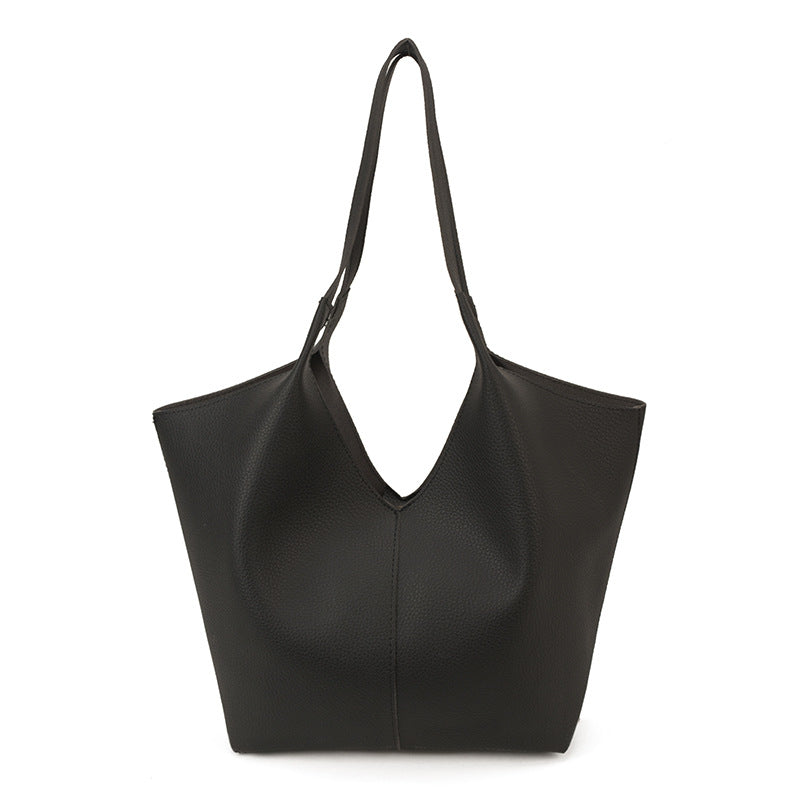 Women's Leather Large Capacity Temperament Commuter Loose Tote Bag