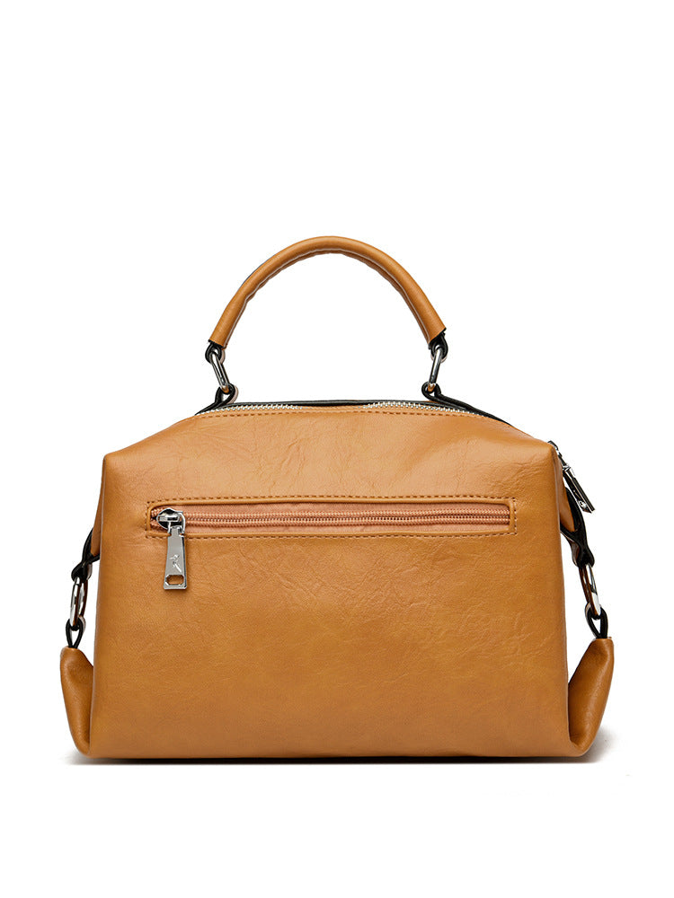 Women's Light Luxury Genuine Leather Boston Pillow Fashion Large Capacity Women's Handbag
