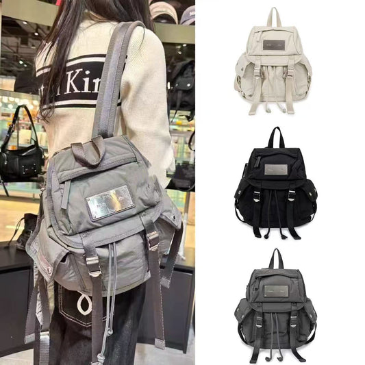 Niche Large Capacity Storage Metal Label Nylon Leisure Backpack