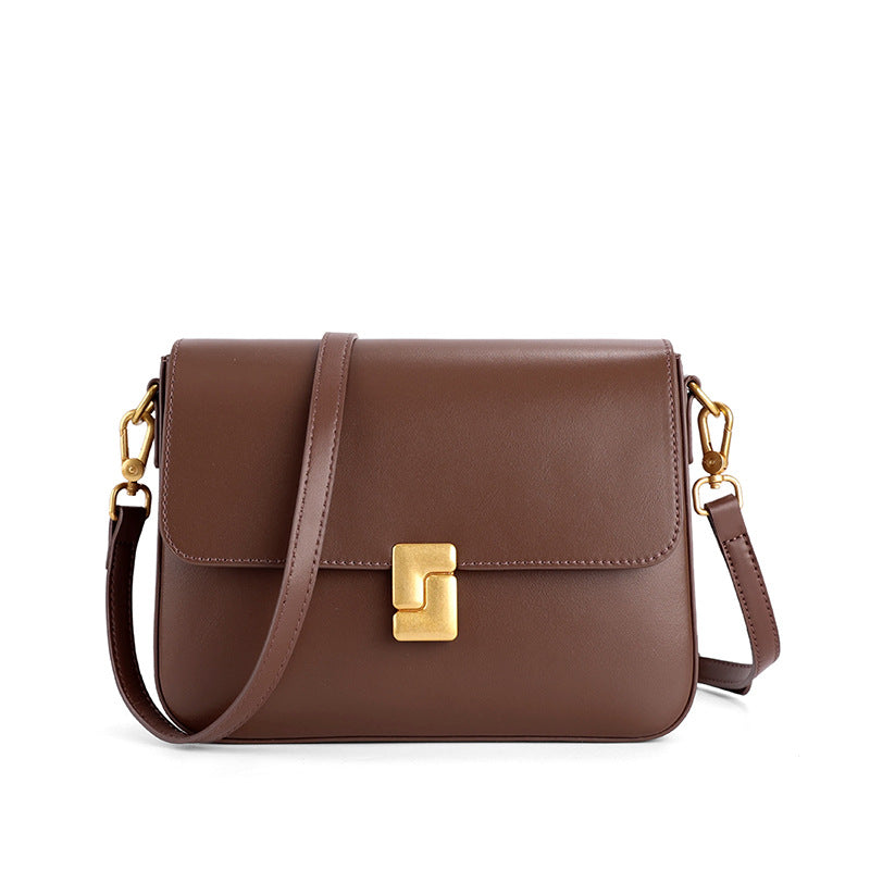 Women's Fashion Trendy For Cowhide Simple Commute Small Square Bags