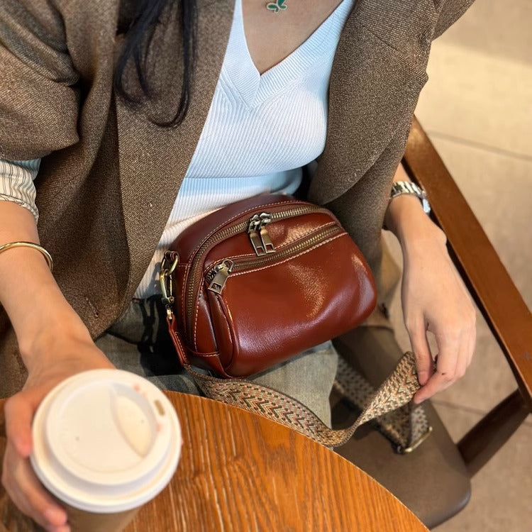 Women's Top Layer Cowhide Genuine Leather Design Women's Messenger Bag
