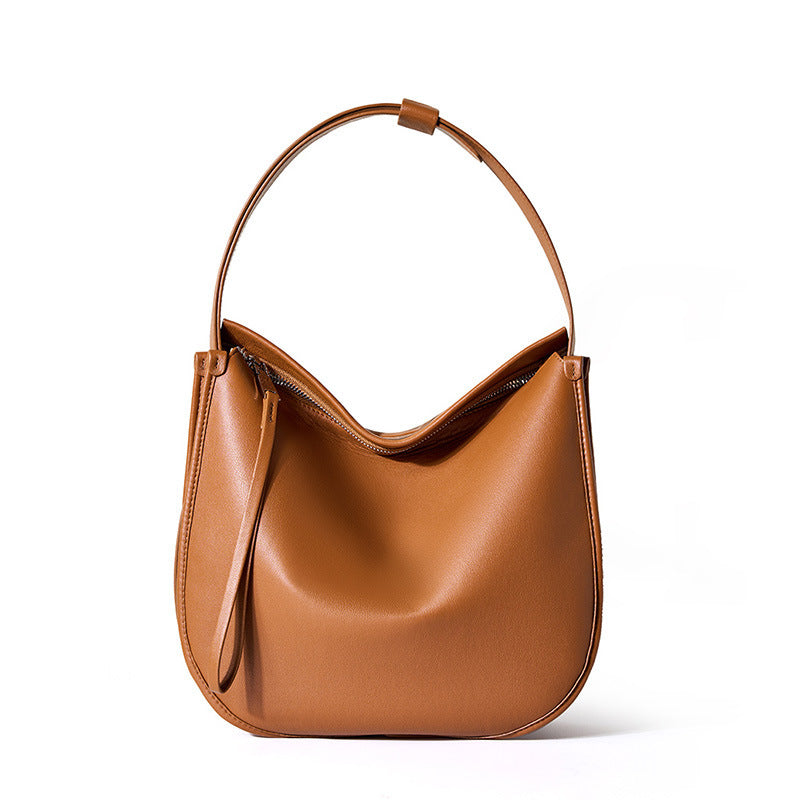 Style Minimalist Comfortable Soft Leather Cowhide Commuter Tote Bags