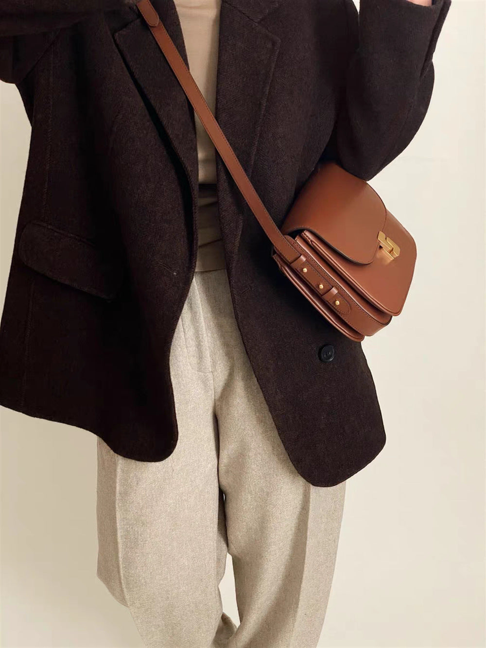 Versatile French Niche Elegant Classic Rivet Bags