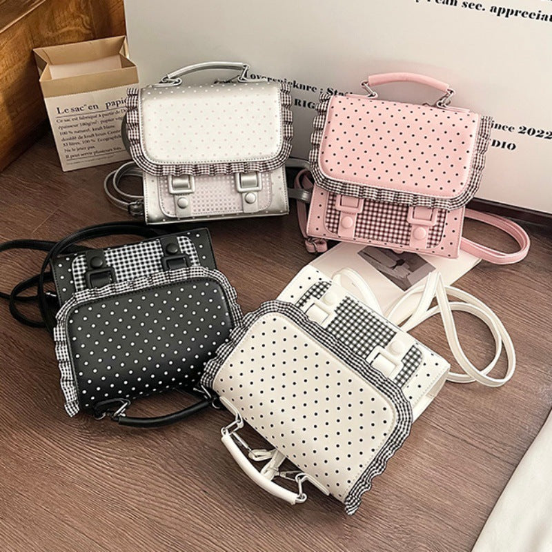 Women's Vintage Ruffled Cute Fresh Polka Dot Backpacks