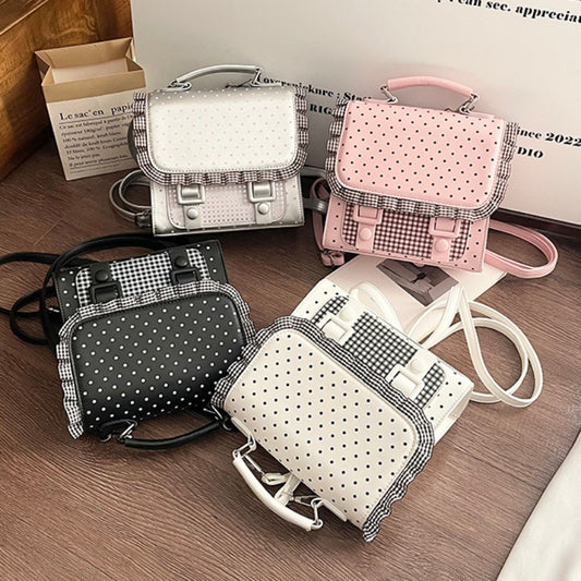 Women's Vintage Ruffled Cute Fresh Polka Dot Backpacks