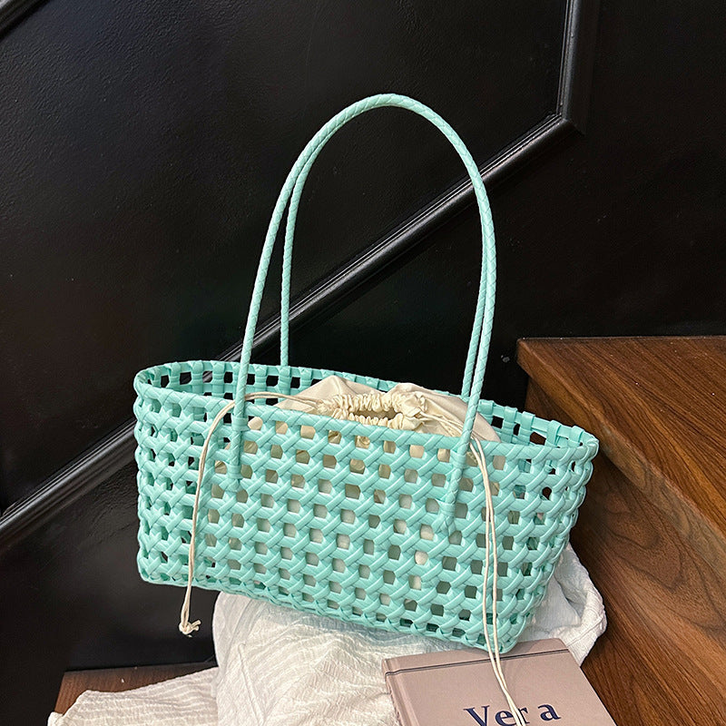 Women's Summer Super Hot Woven Large Capacity Picnic Lunch Box Seaside Bags