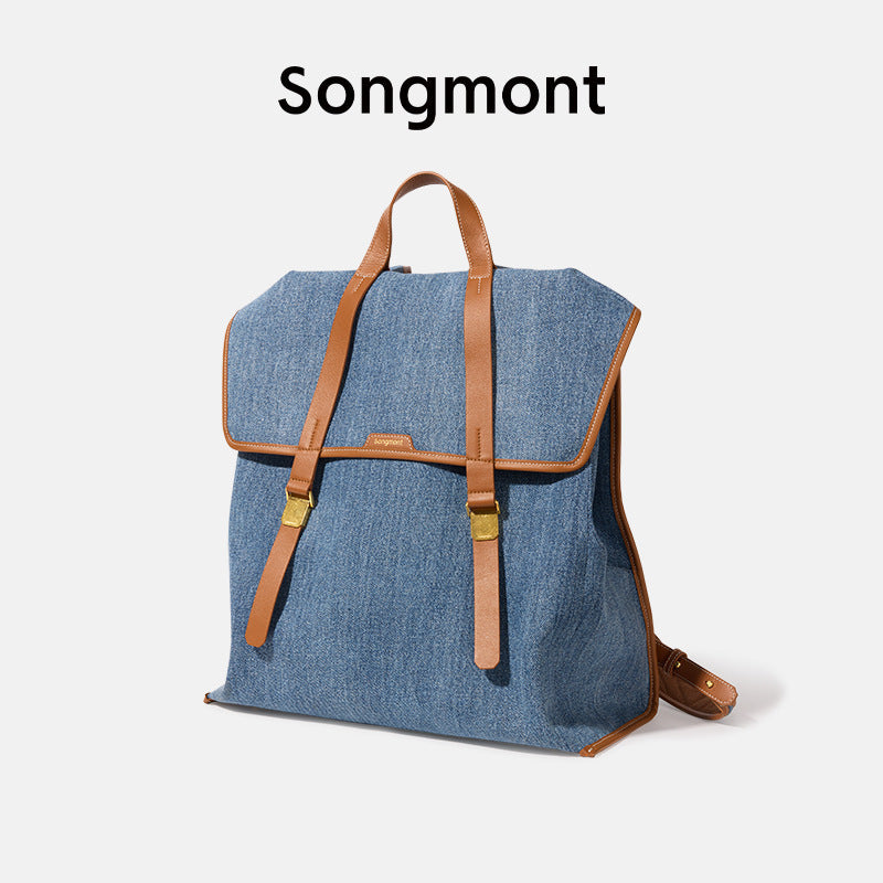 Mountain Series Vertical Large Denim Canvas Women's Backpack