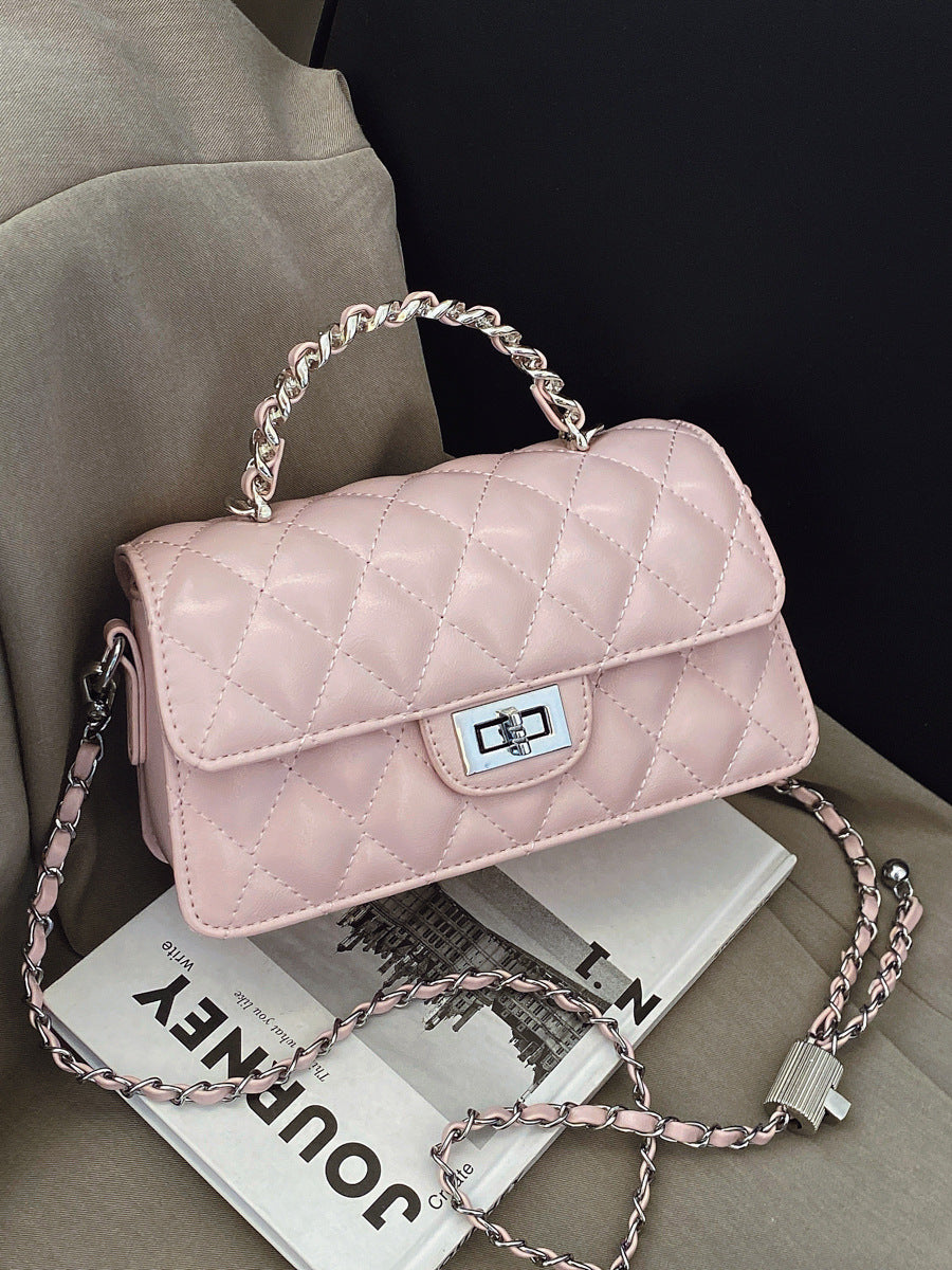 Trendy Classic Style Chain Advanced Texture Diamond Pattern Women's Shoulder Bag