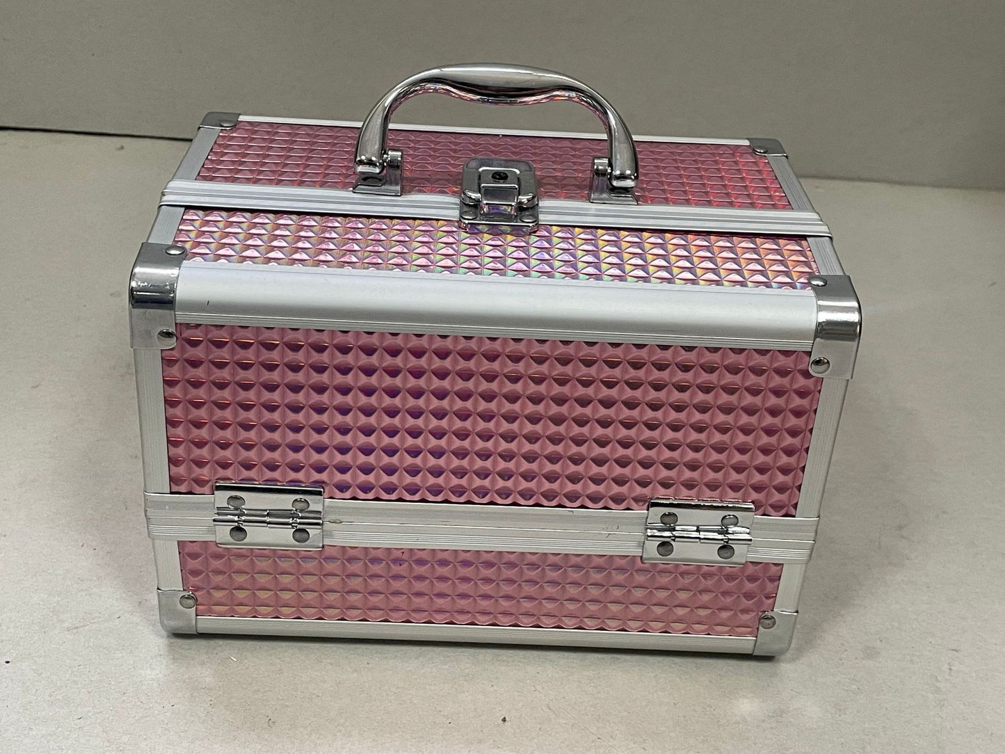 Alloy With Tray Mirror Manicure Storage Cosmetic Case