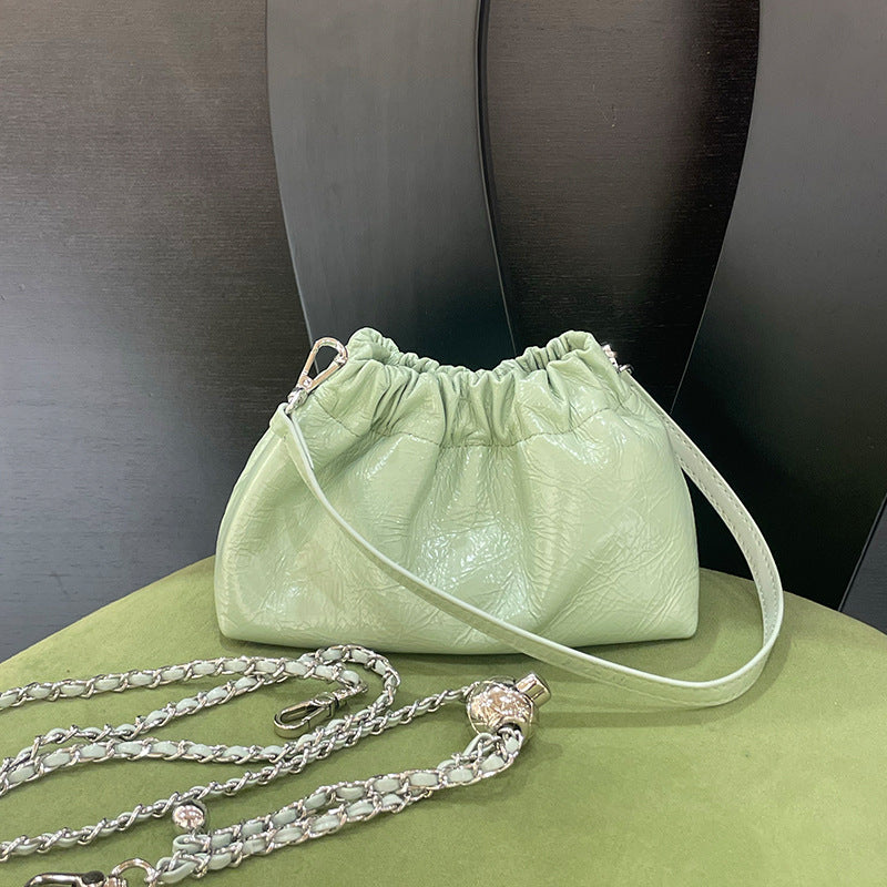 Women's Leather Folds Cloud Style Chain Simple Bags