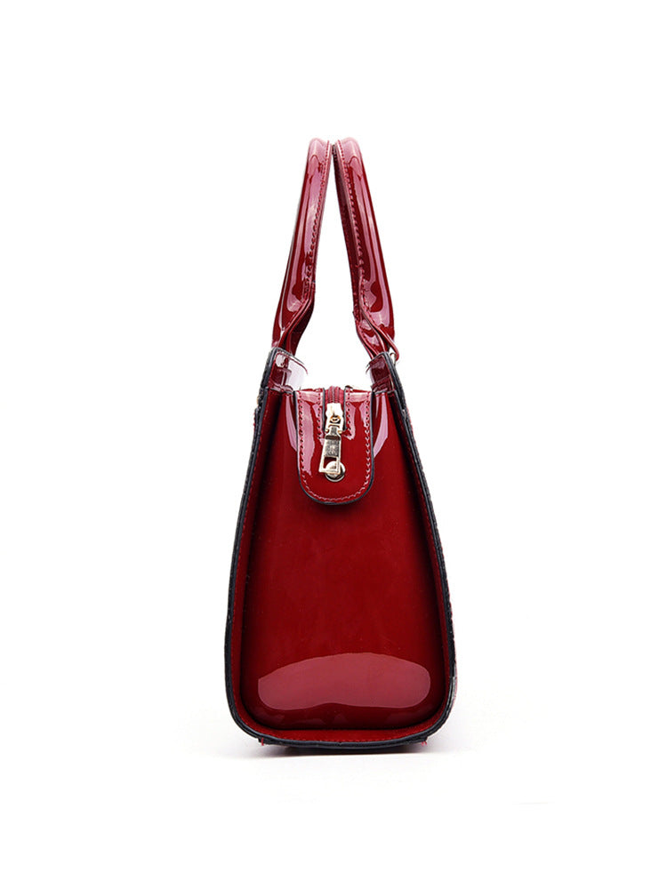 Women's Trend Solid Color Crocodile Pattern Horizontal Handbags