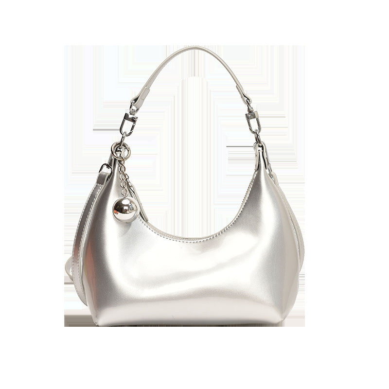 Women's French Minority Retro Textured Patent Leather Wine Women's Shoulder Bag