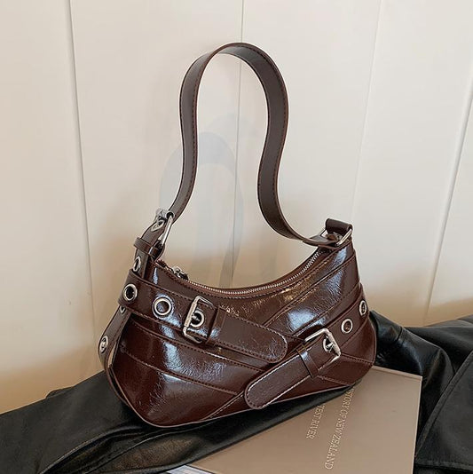 Retro Fashion Korean Style Niche Design Motorcycle Versatile High Underarm Bag