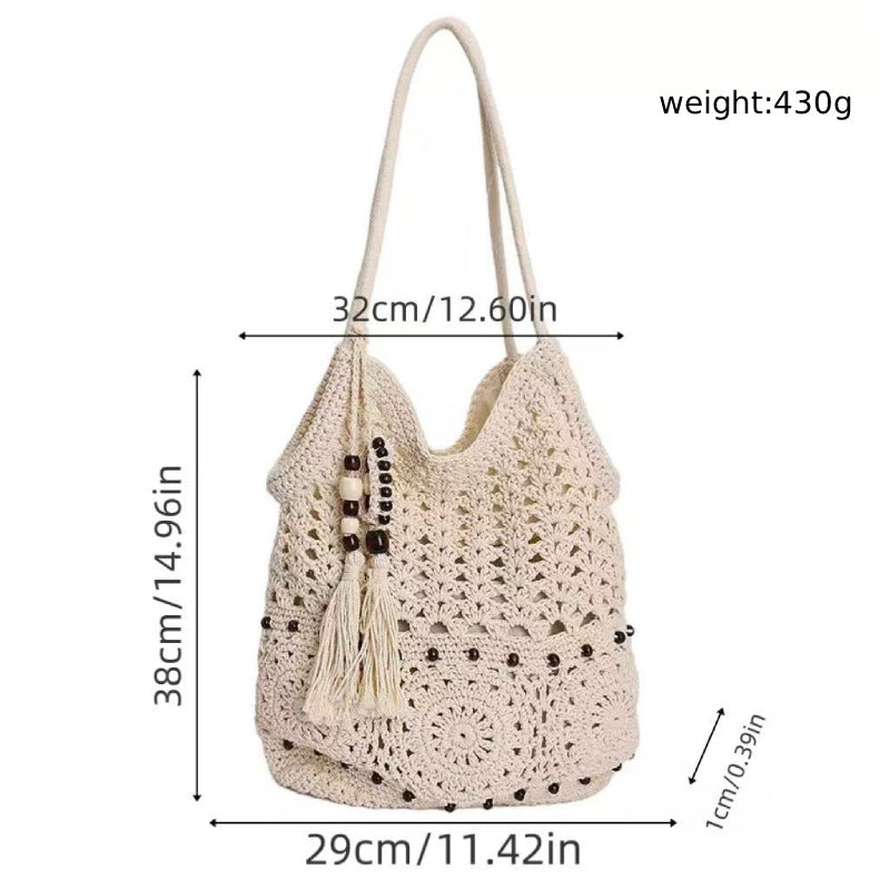 Woven Single Seaside Vacation Beach Large Capacity Handmade Women's Shoulder Bag