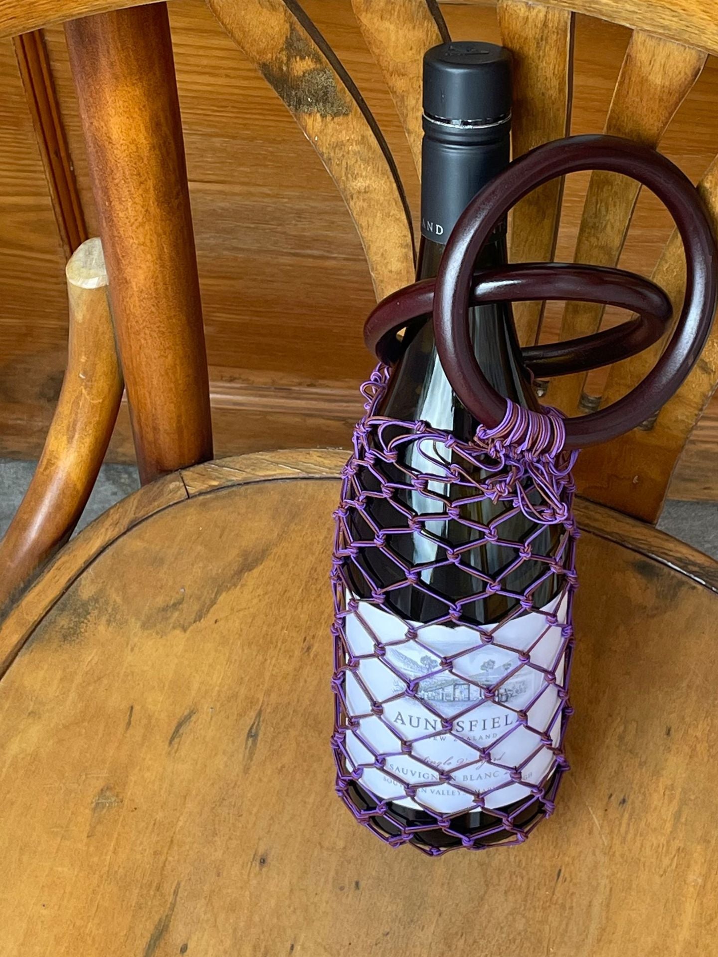 Tighten Rope Wood Red Wine Kettle Net Women's Handbag