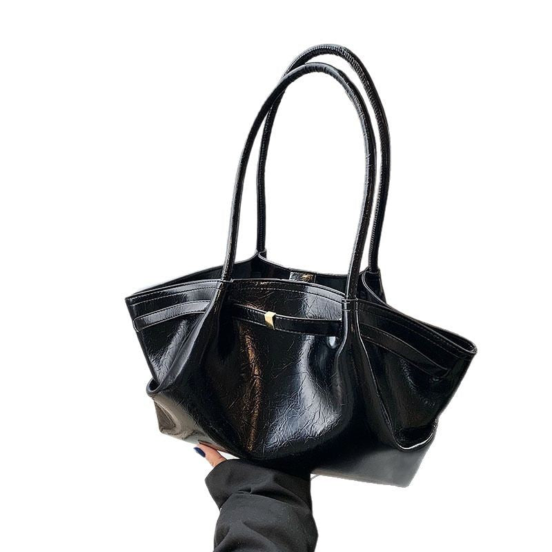 Women's Large Capacity Niche Underarm Pleated Commuter Tote Bag