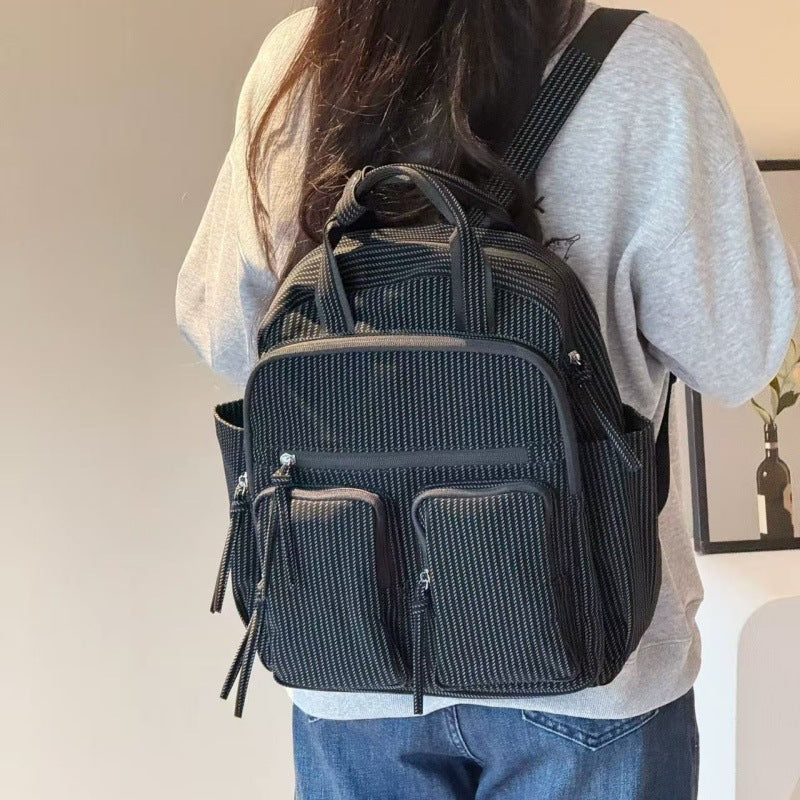 Niche Solid Color Large Capacity Daily Class Leisure Backpack