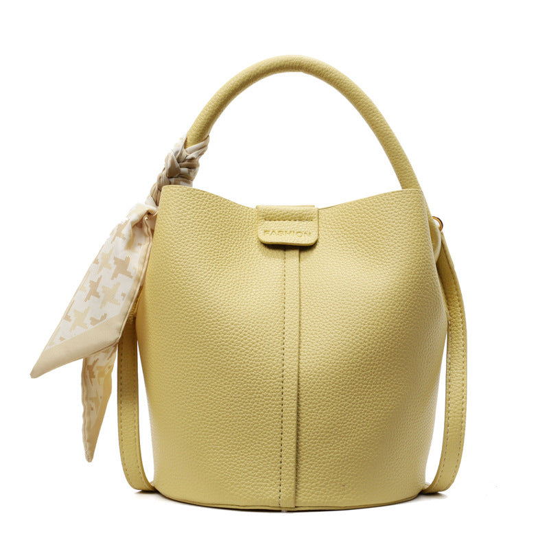 Women's High-grade Lychee Pattern Scarf Hand Holding Bucket Bags