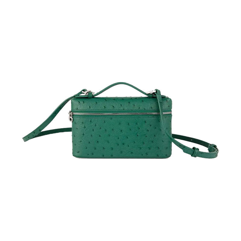 Women's Layer Cowhide Ostrich Grain Lunch Box Genuine Women's Messenger Bag