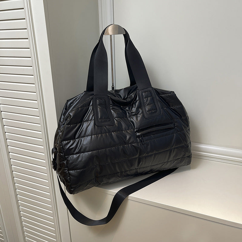 Women's Large Capacity Portable Glossy Space Cotton Women's Messenger Bag