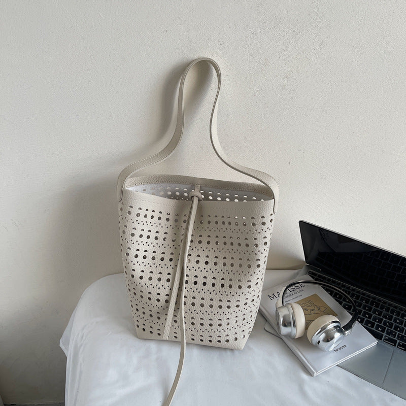Women's Summer Mori Cute Niche Hollow Design Bucket Bag