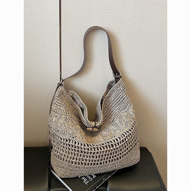 Crochet Woven Large Capacity Straw Hollow Tote Bag