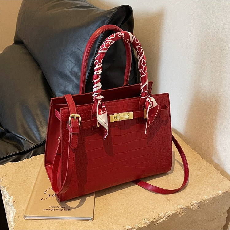 Western Style Height Stylish Textured Stone Bags