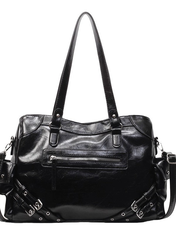 Women's Retro High-grade Solid Color Simple Commuter Tote Bag