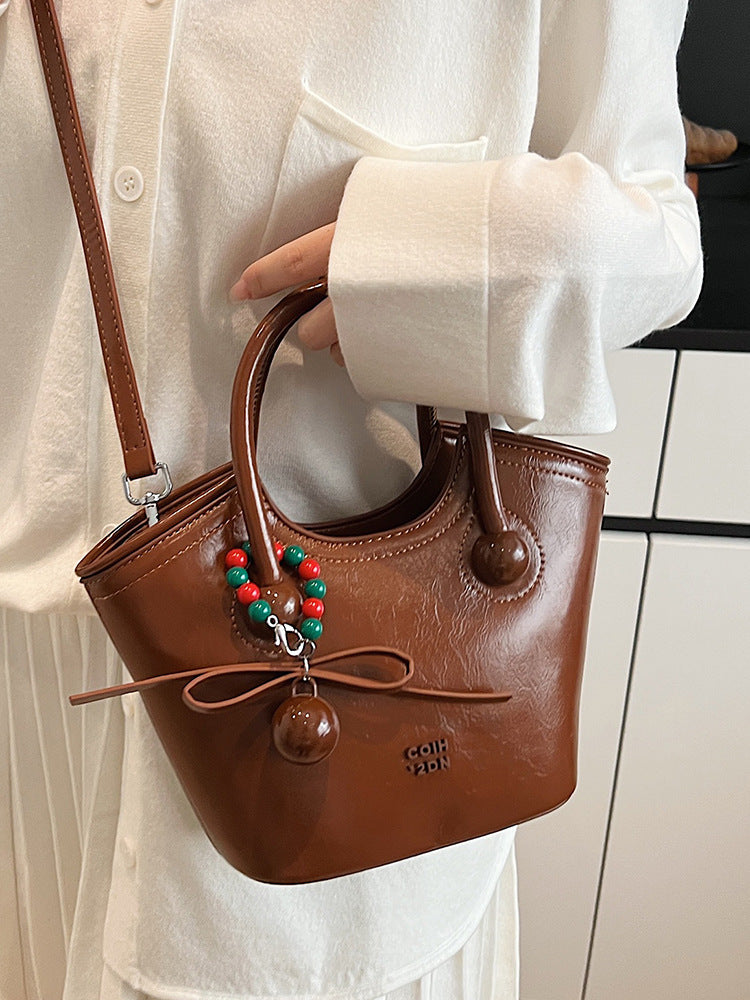 Women's Korean Style Niche Portable Spring Daily Commuter Bucket Bag