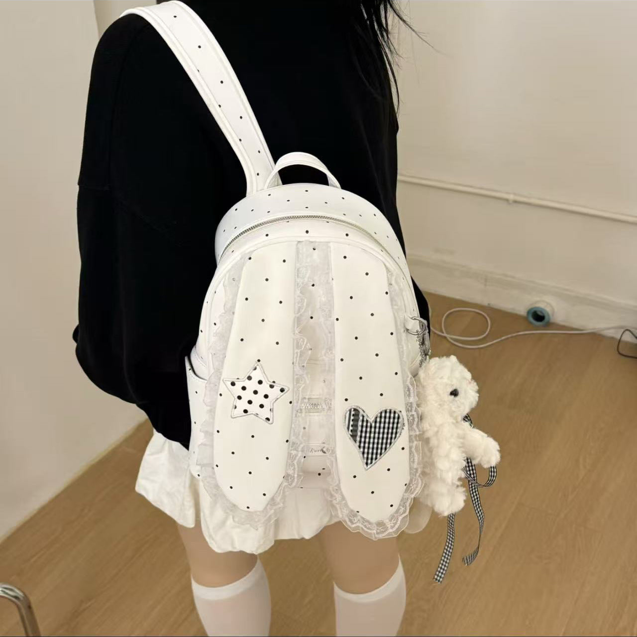 Dot Love Rabbit Ear Everyday Joker Commuter Back Women's Backpack