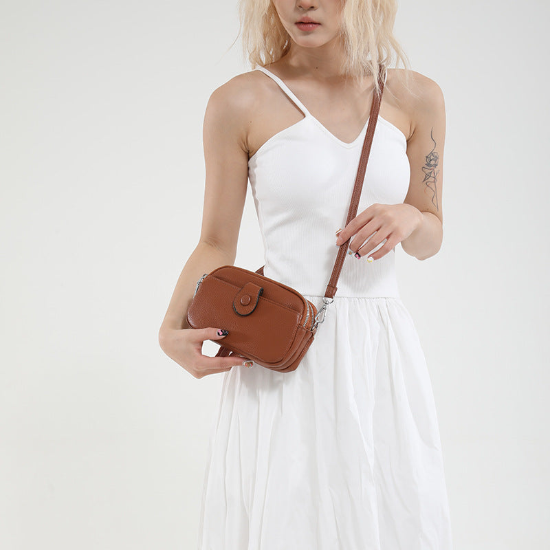 Women's Leather Mobile Fashion Multi Compartment Texture Women's Shoulder Bag