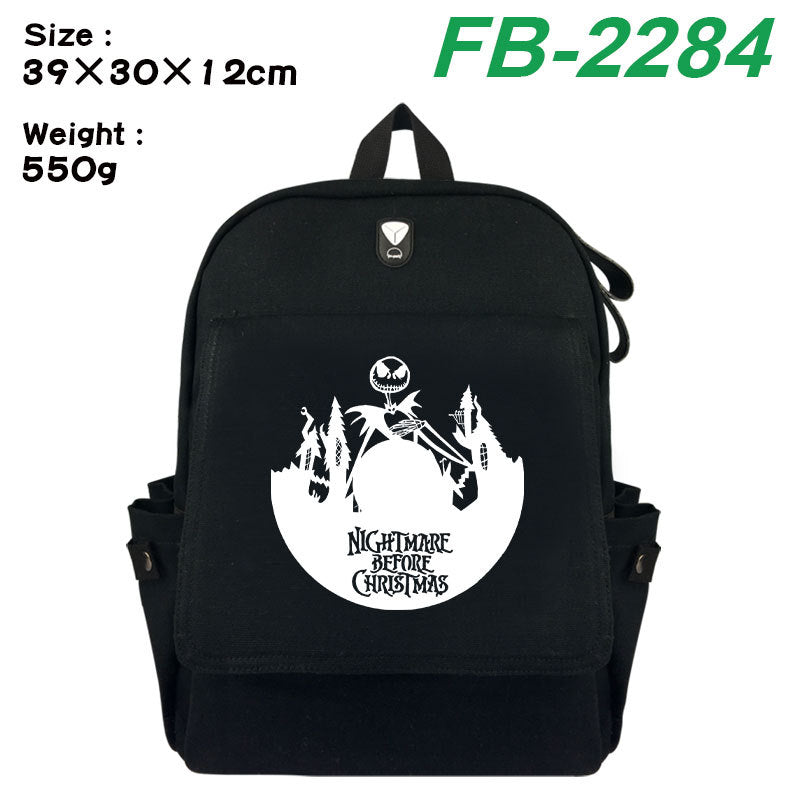 Christmas Night Horror Peripheral Printing Stylish Canvas Backpacks