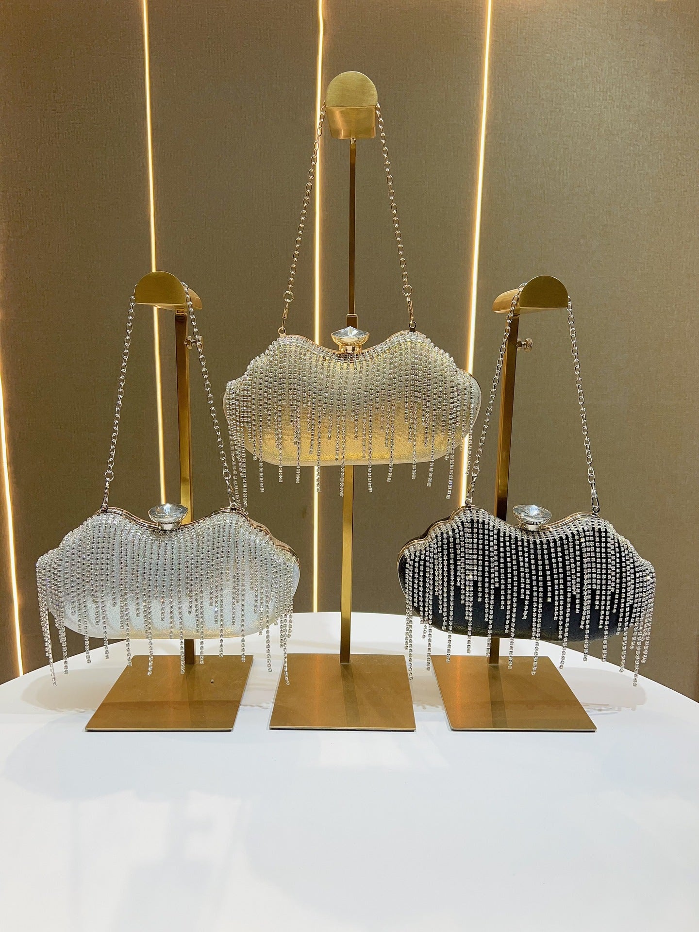 Women's Diamond Tassel Dinner Clutch Rhinestone Banquet With Bags