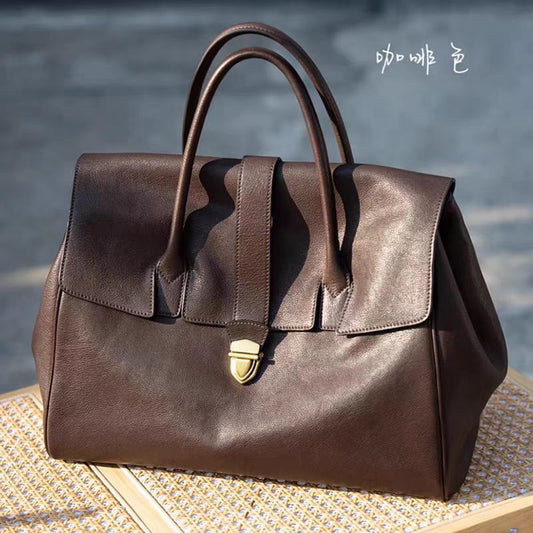 Women's Portable Genuine Leather Retro Large Capacity Women's Handbag