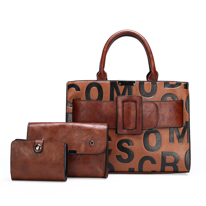 Women's Letter Pattern Three-piece Portable Embossed Bags