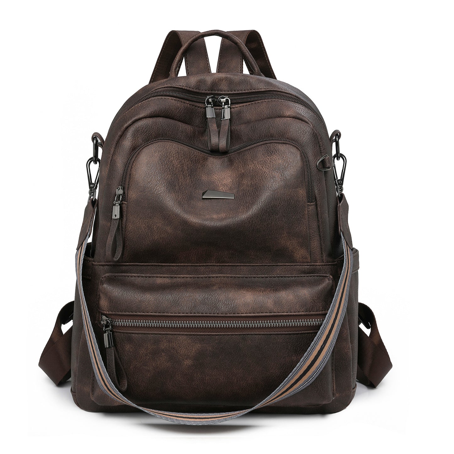 Women's Fashionable Korean Style Versatile Fashion Soft Leather Large Backpacks