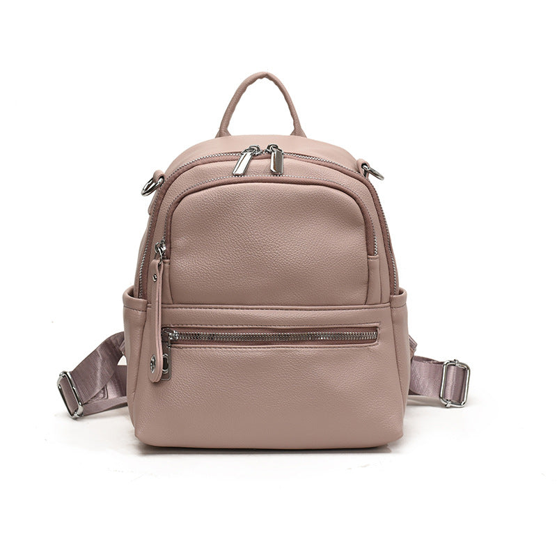 Women's Solid Color Soft Leather High-grade Fashion Trendy Lightweight Women's Backpack