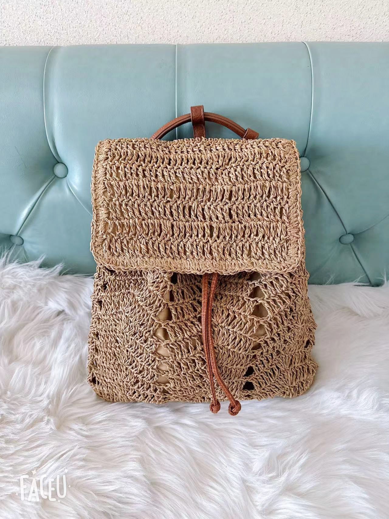 Fashion Woven Straw Female Niche Large Women's Backpack